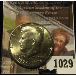 1029 . 1976 Kennedy Half Dollar, BU, off-center strike, value $30+