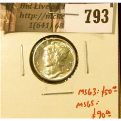 1935 Mercury Dime, BU MS65+, MS63 value $50, MS65 value $90