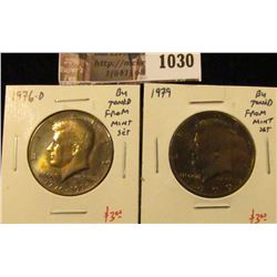 1030 . (2) Kennedy Half Dollars, 1976-D & 1979, both BU toned from