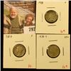 Image 1 : (3) Mercury Dimes, 1938 F, 1938-D F, 1938-S XF+, group value $9+