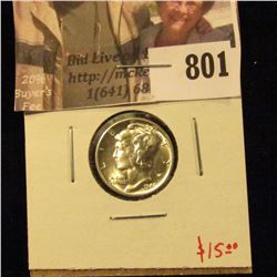 1940-S Mercury Dime, BU MS63+, Value $15