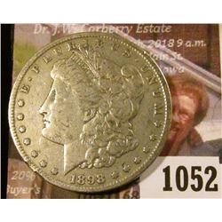 1052 . 1898-S Morgan Silver Dollar, VF/XF, VF value $40, XF value $