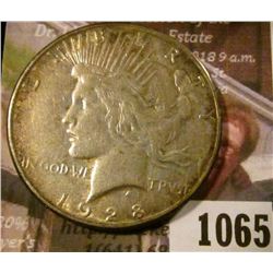 1065 . 1928-S Peace Silver Dollar, VF, better date, value $39