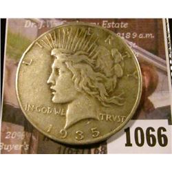 1066 . 1935 Peace Silver Dollar, VF, better date, value $44
