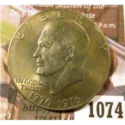 1074 . 1976 variety 2 Eisenhower Dollar, BU toned from a Mint Set,