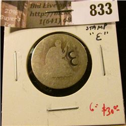 1854-O arrows Liberty Seated Quarter, AG with counter stamp, either a poorly stamped 8 or a rounded 