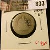 Image 1 : 1854-O arrows Liberty Seated Quarter, AG with counter stamp, either a poorly stamped 8 or a rounded 