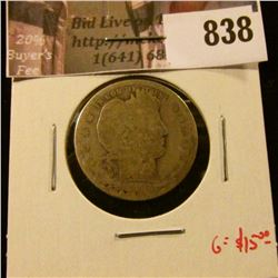 1892-O Barber Quarter, AG, G value $15