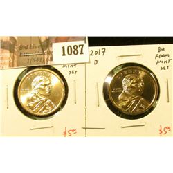 1087 . 2017-P & D Sacagawea Dollars, BU from Mint Set, value $10+
