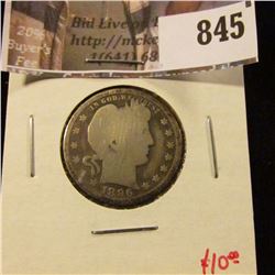 1896 Barber Quarter, G, value $10