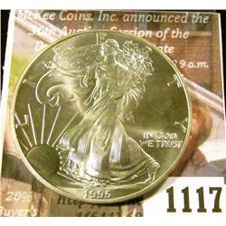 1117 . 1995 American Silver Eagle, BU in capsule, value $35