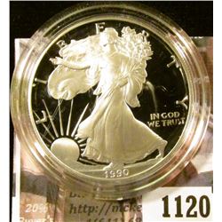1120 . 1990 American Silver Eagle, Proof in Mint capsule, value $60