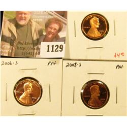 1129 . (3) Proof Lincoln Memorial Cents, 2004-S, 2006-S & 2008-S, g