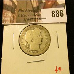 1916 Barber Quarter, G, value $9