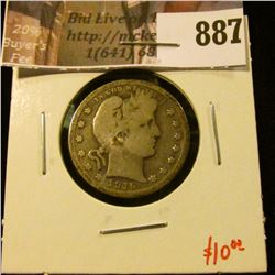 1916-D Barber Quarter, G, value $10