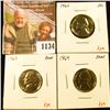 Image 1 : 1134 . (3) Proof Jefferson Nickels, 1962, 1963, 1964, group value $