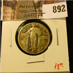 1930-S Standing Liberty Quarter, VG, value $8