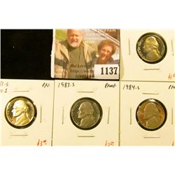 1137 . (4) Proof Jefferson Nickels, 1980-S, 1981-S type 1, 1983-S,