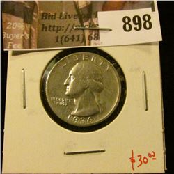 1936-D Washington Quarter, VF, value $30