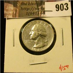 1939-D Washington Quarter, AU, value $15