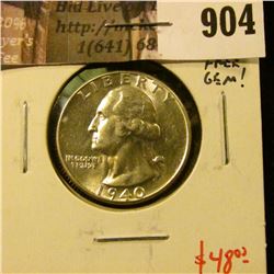 1940 Washington Quarter, BU MS65+ blemish free gem! value $48+