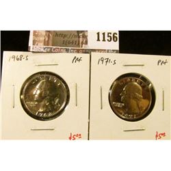 1156 . (2) Proof Washington Quarters, 1968-S & 1971-S, value for pa