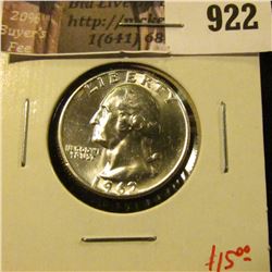 1962 Washington Quarter, BU blast white, value $15