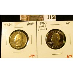 1158 . (2) Proof Washington Quarters, 1978-S & 1979-S type 1, value