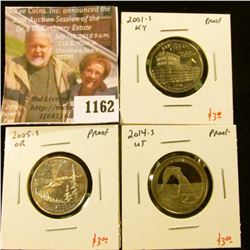 1162 . (3) Proof Washington Quarters, 2001-S KY, 2005-S OR, 2014-S