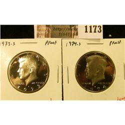 1173 . (2) Proof Kennedy Half Dollars, 1973-S & 1974-S, value for p
