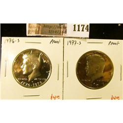 1174 . (2) Proof Kennedy Half Dollars, 1976-S & 1977-S, value for p