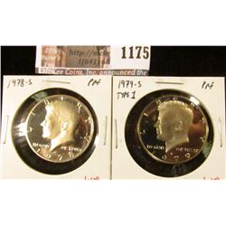 1175 . ( 2) Proof Kennedy Half Dollars, 1978-S & 1979-S type 1, val