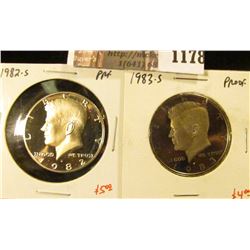 1178 . (2) Proof Kennedy Half Dollars, 1982-S & 1983-S, value for p