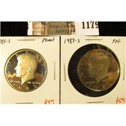 1179 . (2) Proof Kennedy Half Dollars, 1985-S & 1987-S, value for p