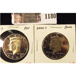 1180 . (2) Proof Kennedy Half Dollars, 1993-S & 2000-S, value for p