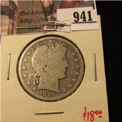 1899 Barber Half Dollar, G, value $18
