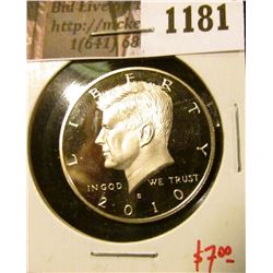 1181 . 2010-S Proof Kennedy Half Dollar, value $7