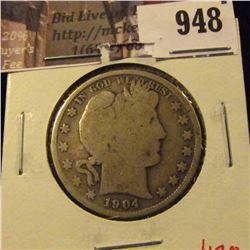 1904 Barber Half Dollar, G, value $17
