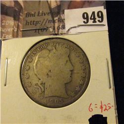 1905 Barber Half Dollar, G obverse, AG reverse, G value $25