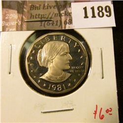 1189 . 1981-S type 1 Proof Susan B. Anthony Dollar, value $6