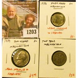 1203 . (3) “Magician Coins” – 2 headed 1979 Jefferson nickel, two t