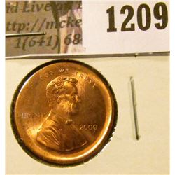 1209 . ERROR - 2000 Lincoln Cent, broad struck, value $5+