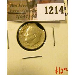 1214 . ERROR – 1964 Roosevelt Dime, clipped planchet, value $12+