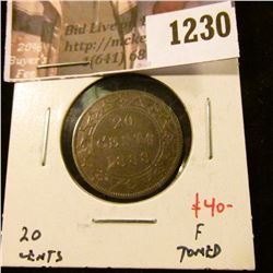 1230 . 1888 Newfoundland 20 Cents, F toned, value $40