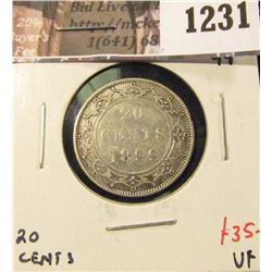 1231 . 1899 Large 99 Newfoundland 20 Cents, VF, value $35