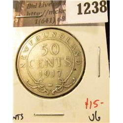 1238 . 1917C Newfoundland 50 Cents, VG, value $15