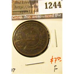 1244 . 1861 Nova Scotia One Cent, F, value $7+