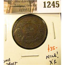 1245 . 1864 Nova Scotia One Cent, XF, NICE, value $35+