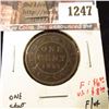 Image 1 : 1247 . 1859 Canada One Cent, F/VF, F value $6+, VF value $8