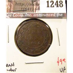 1248 . 1876H Canada One Cent, VF, value $9